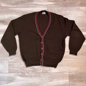 Büke Wool Blend Button Up Cardigan Small Brown Grandpa